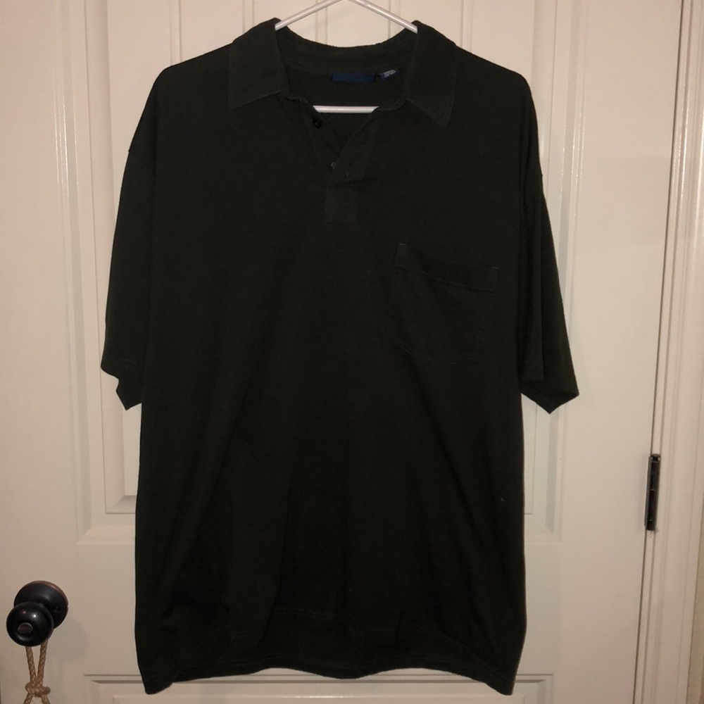 Towncraft Collared Buttoned Down Short Sleeve Olive Green Polo Top Size Large